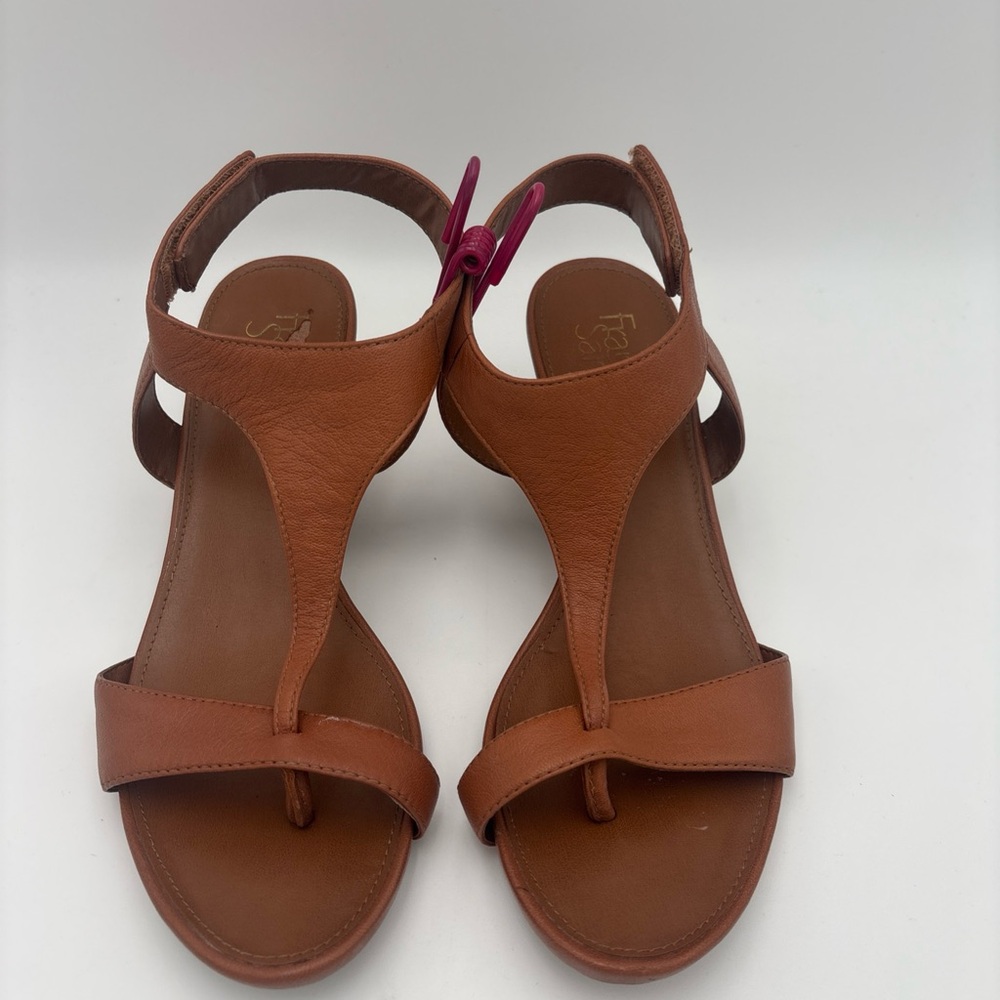 Franco Sarto Tan Leather Sandals Minimalist Design